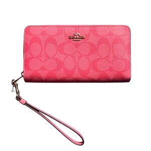 Coach Pink Wristlet Zip Around Wallet